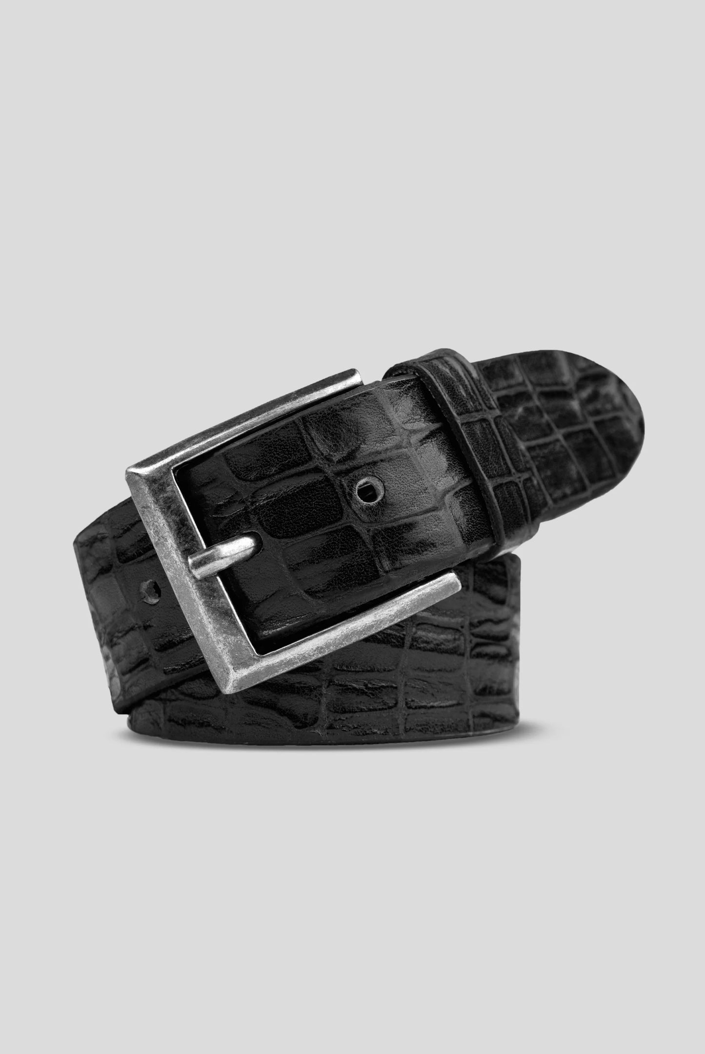 615 Meyer Hand  Made Leather Crocodile Print Casual Belt • CROCODILE LOOK. Available in 2 Shades