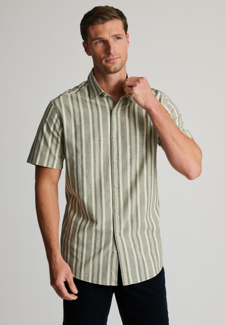 47043 Slub Stripe Short Sleeve Shirt