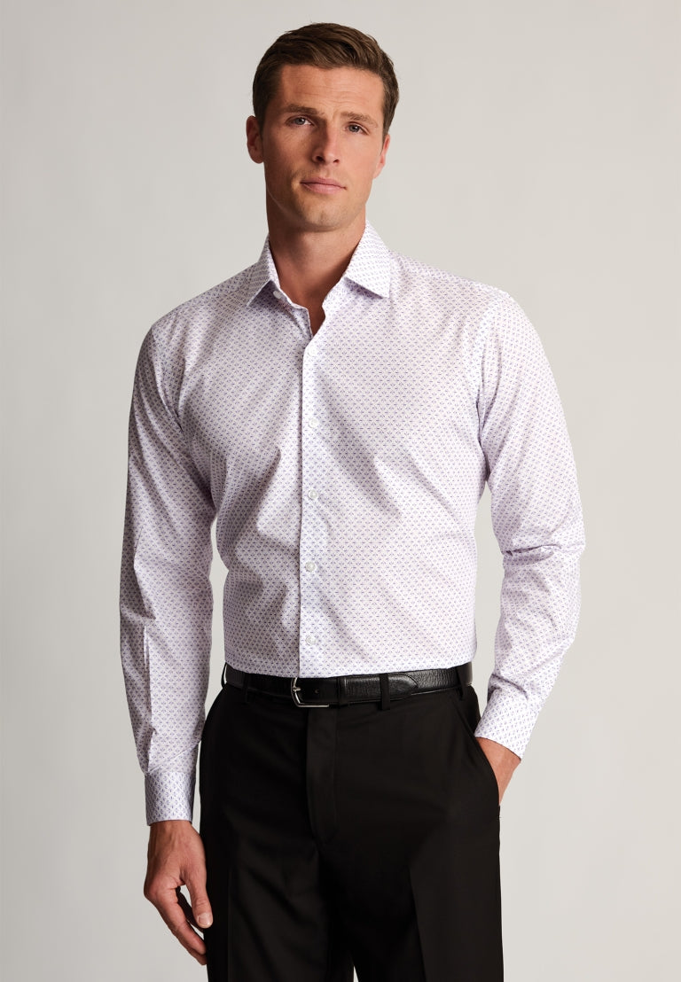 Regular Fit Navy Floral Print Cotton Shirt