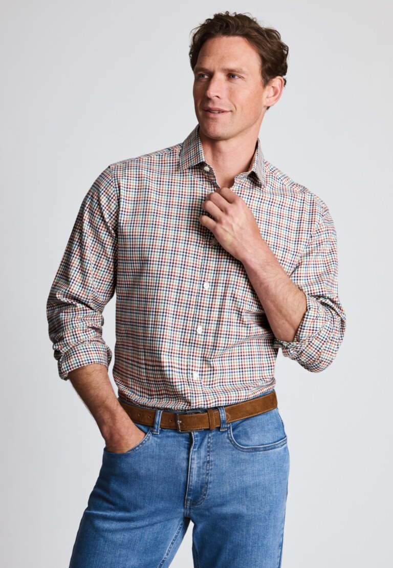 Regular Fit Multicolour Tattersall Check Cotton Shirt