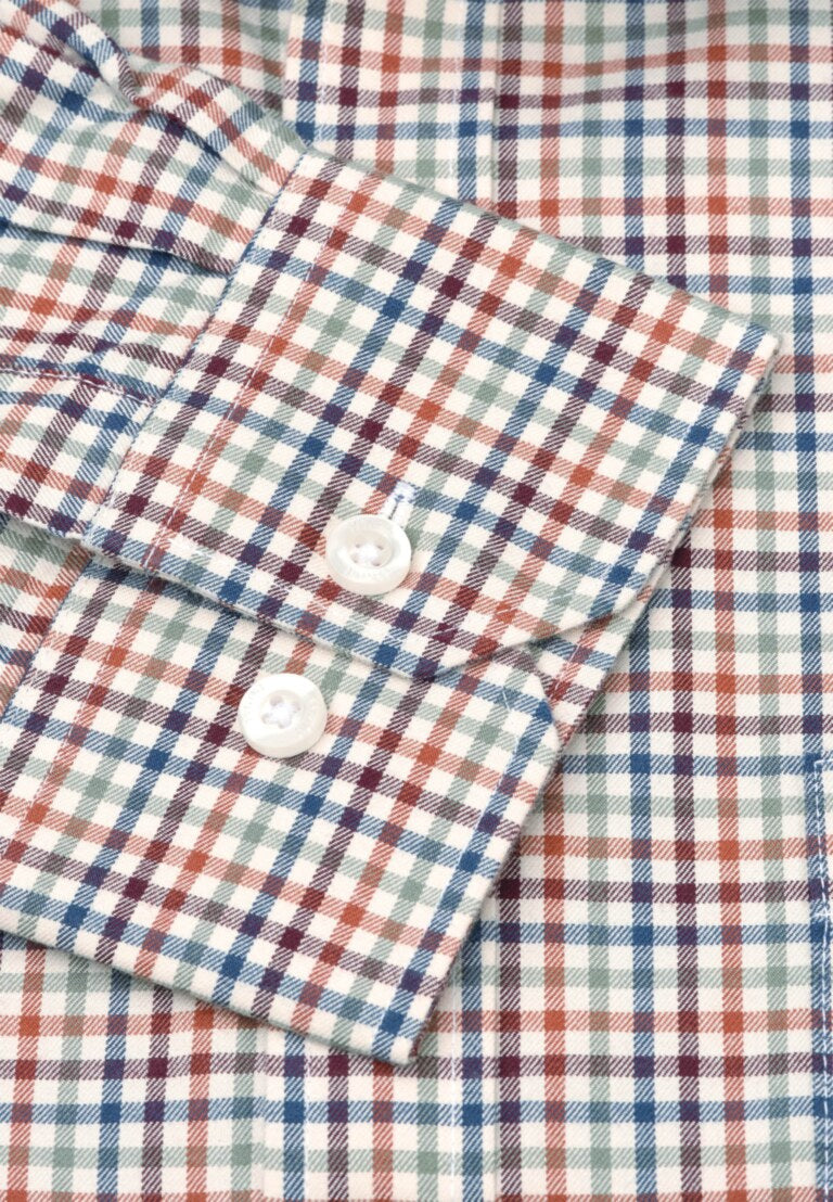 Regular Fit Multicolour Tattersall Check Cotton Shirt