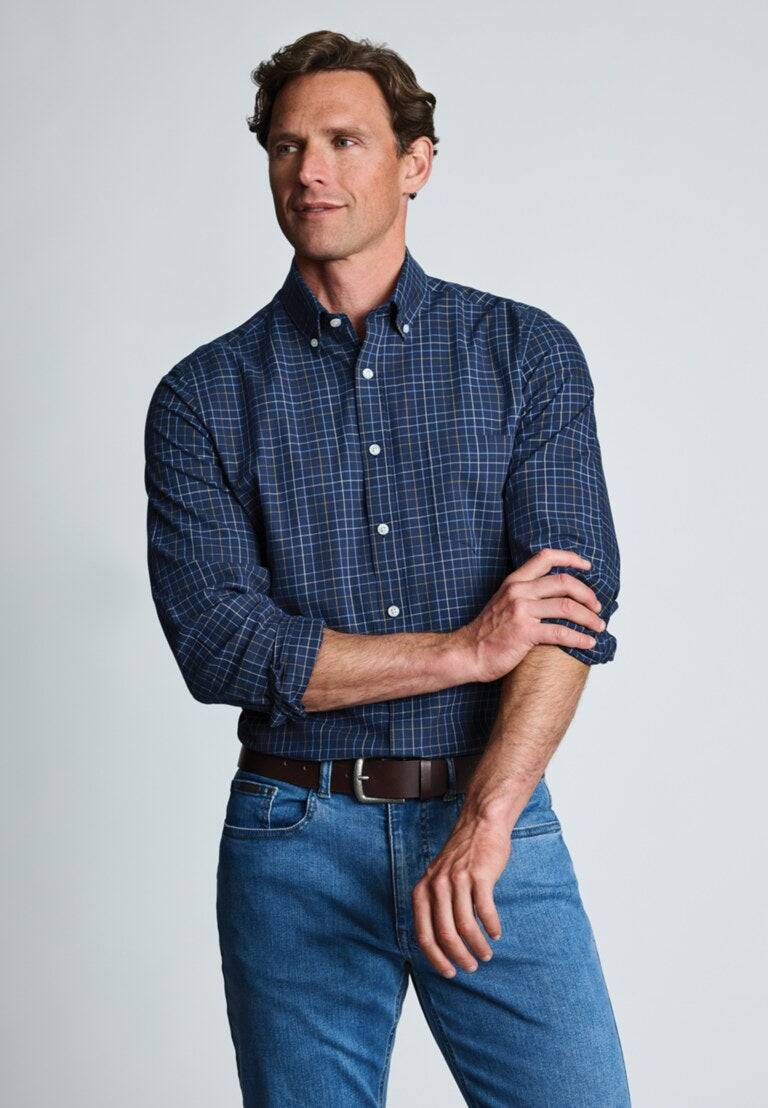 Regular Fit Multicolour Tattersall Check Cotton Shirt