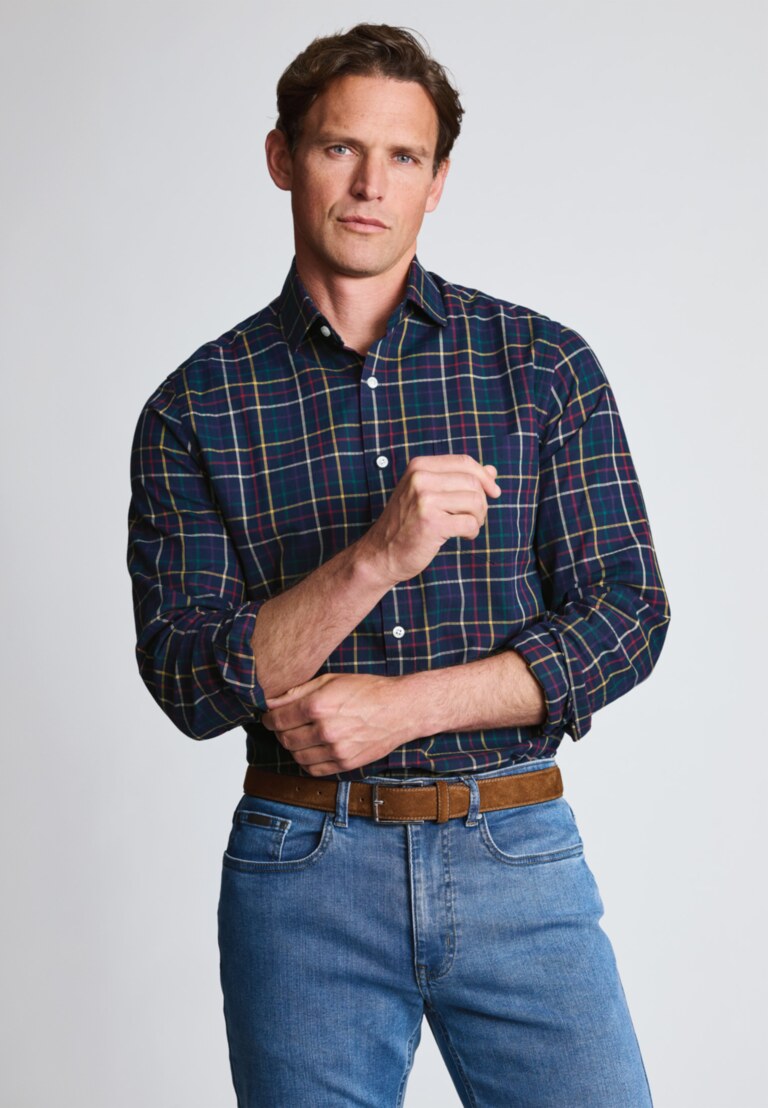 Regular Fit Multicolour Tattersall Check Cotton Shirt
