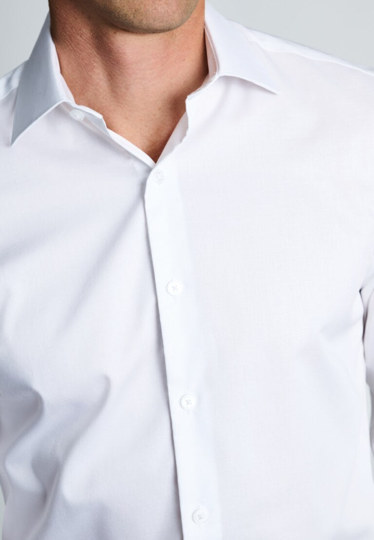 Tailored Fit White Non-Iron Twill Cotton Shirt - Three Sleeve Lengths