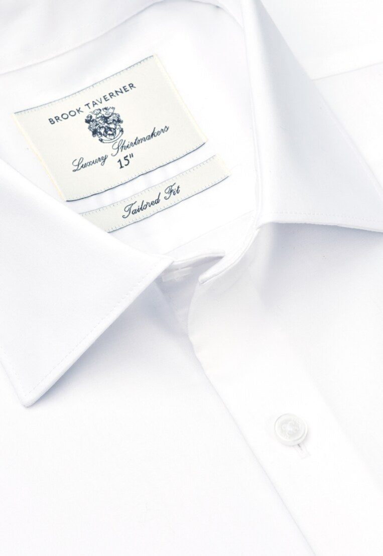 Tailored Fit White Non-Iron Twill Cotton Shirt - Three Sleeve Lengths