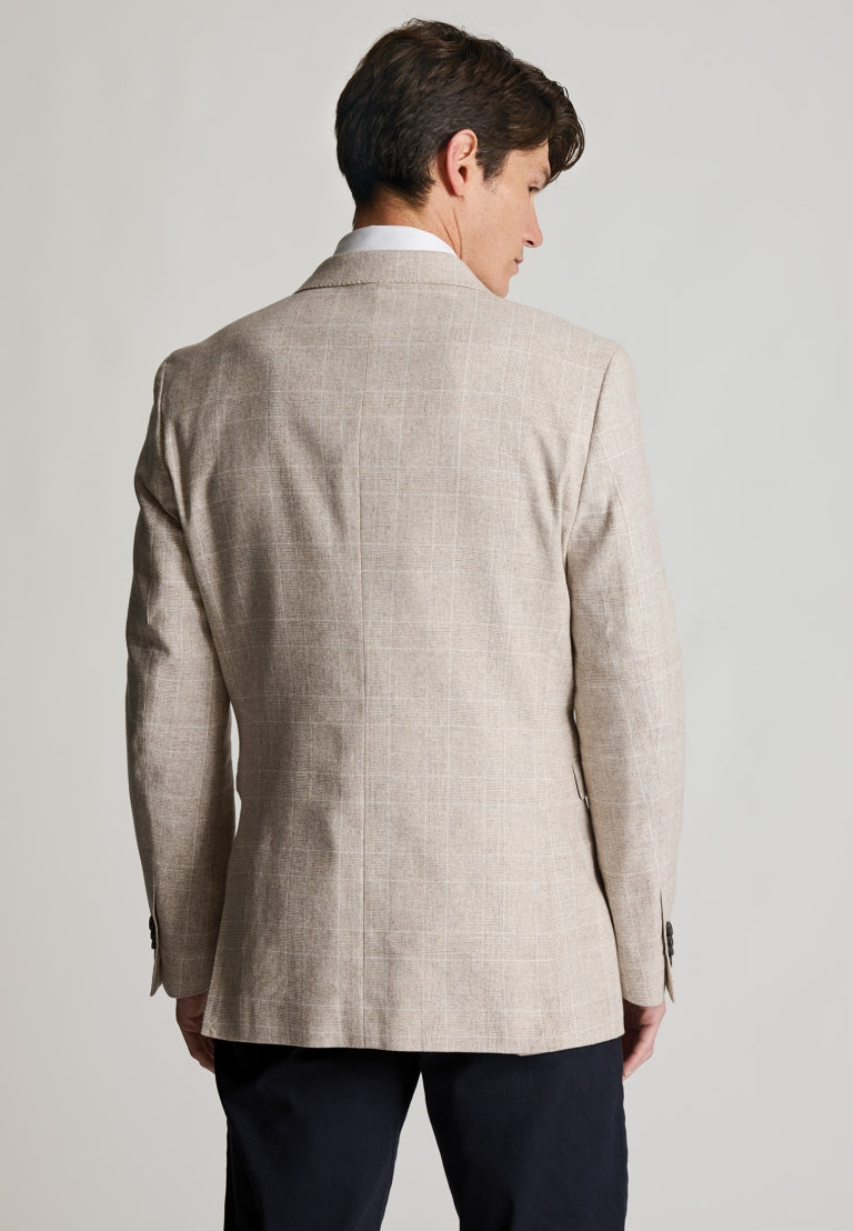 Skipton Stone Check Cotton Linen Tailored Fit Jacket