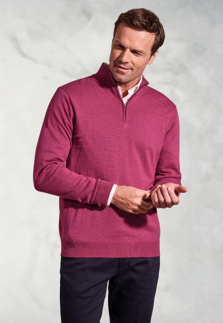 Copenhagen Taupe Cotton Merino Zip Neck Jumper