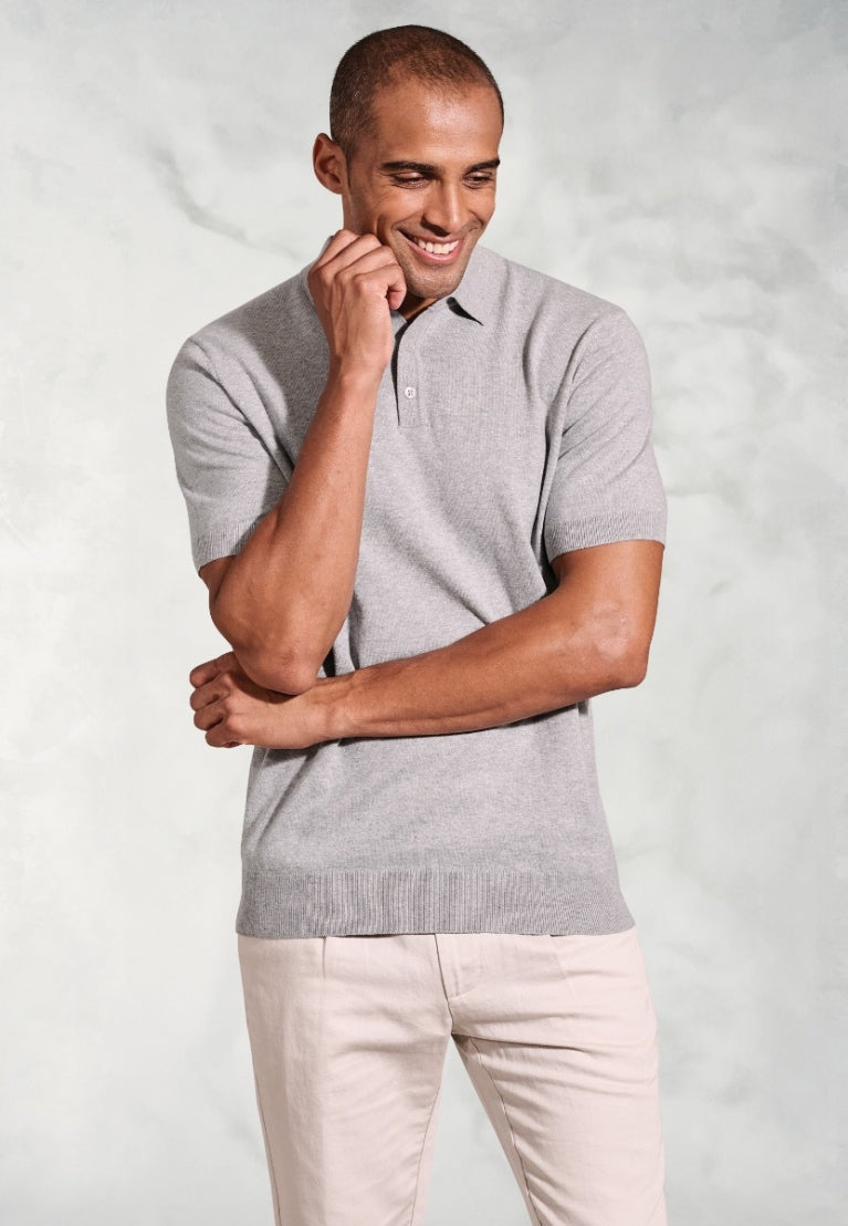 Lancaster Blue Knitted Pure Cotton Polo Shirt