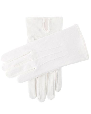 White Cotton Glove 2006 With Palm Vent and Button Fastening
