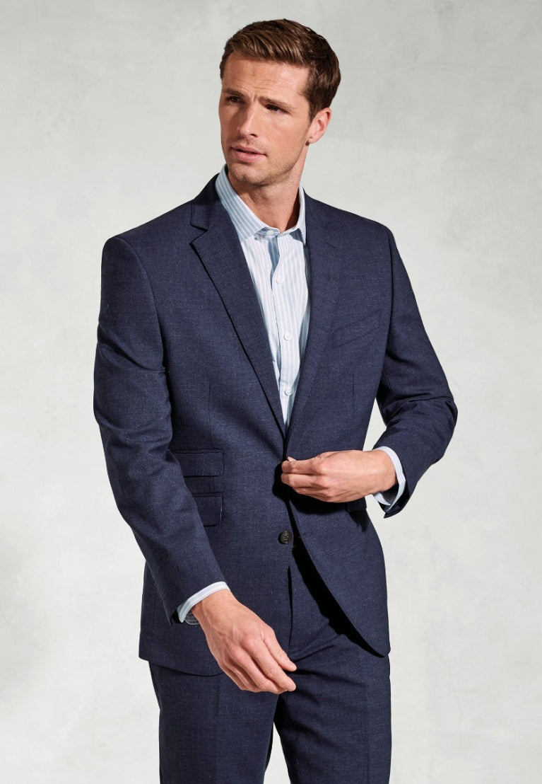 McKellen Navy Wool Linen Blend Suit