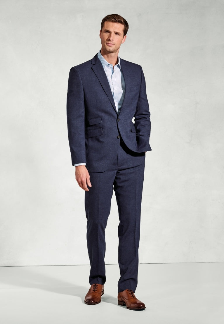 McKellen Navy Wool Linen Blend Suit