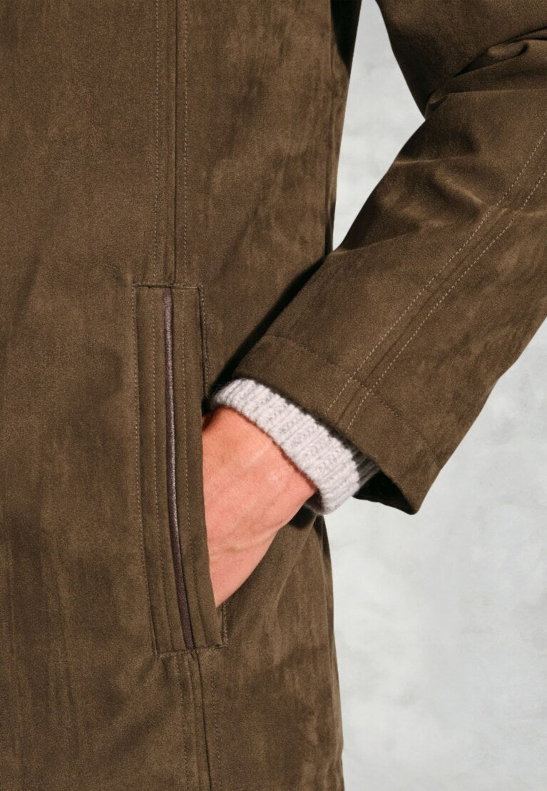 Niven Dark Sand Faux Suede Padded Jacket