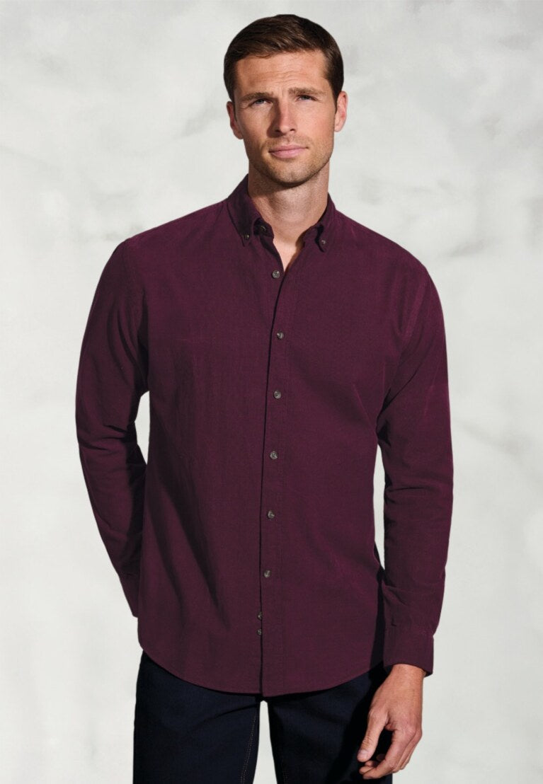 Regular Fit Air Force Blue Cotton Needlecord Shirt