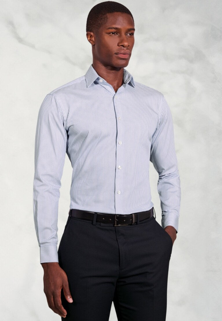 Regular Fit Blue Stripe Cotton Shirt
